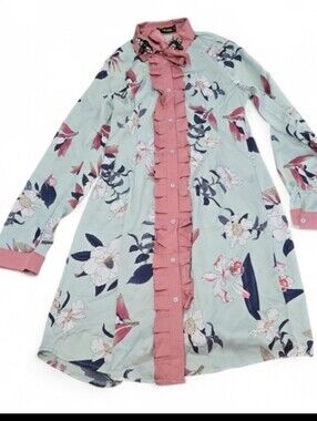 Denimland Floral Button Down Dress Size Medium New With Tag